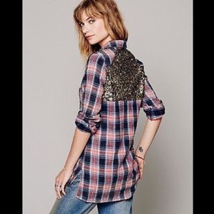 Free People sequin flannel